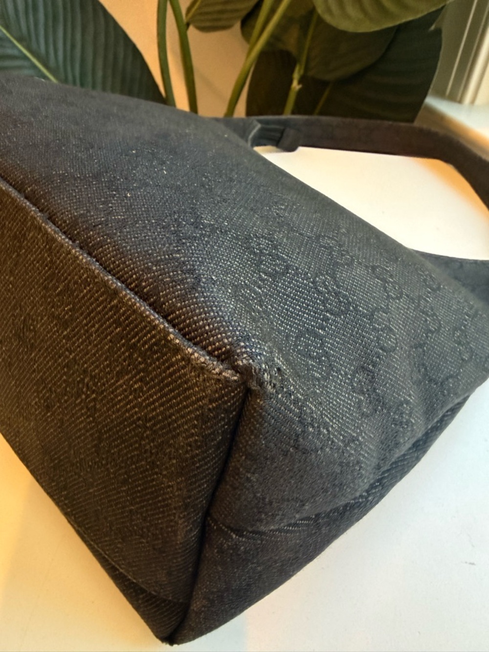 Gucci ‘Denim Monogram Small Hobo’ - Picture 7 of 13
